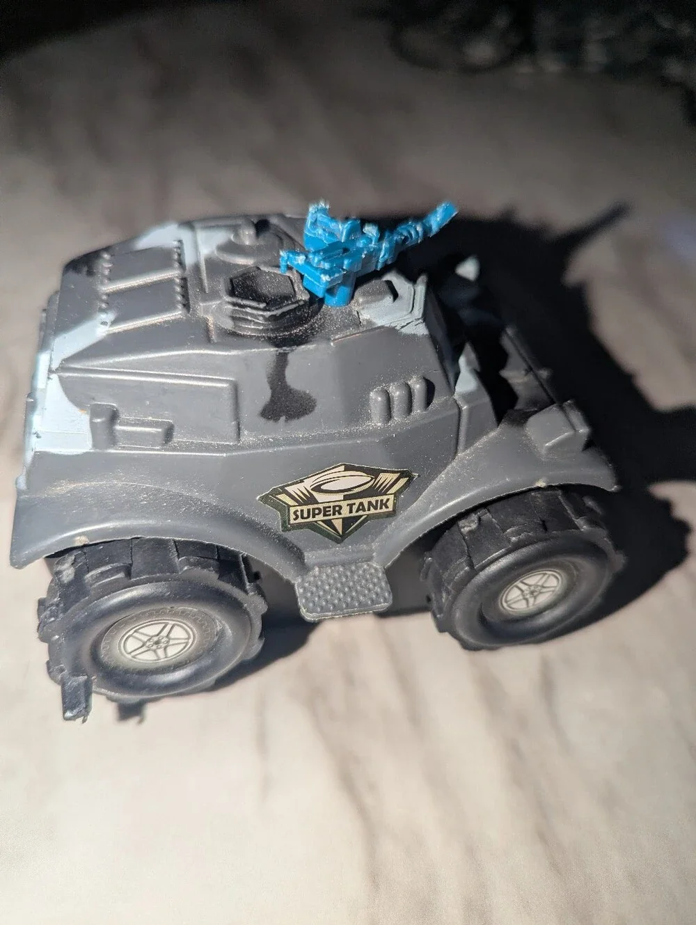 Vintage Style Super Tank Toy Gray Plastic Military Vehicle Made in China As Is
